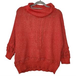 Cathy Daniels Womens XL Red/Gold Holiday Bling Knit Turtleneck Sweater